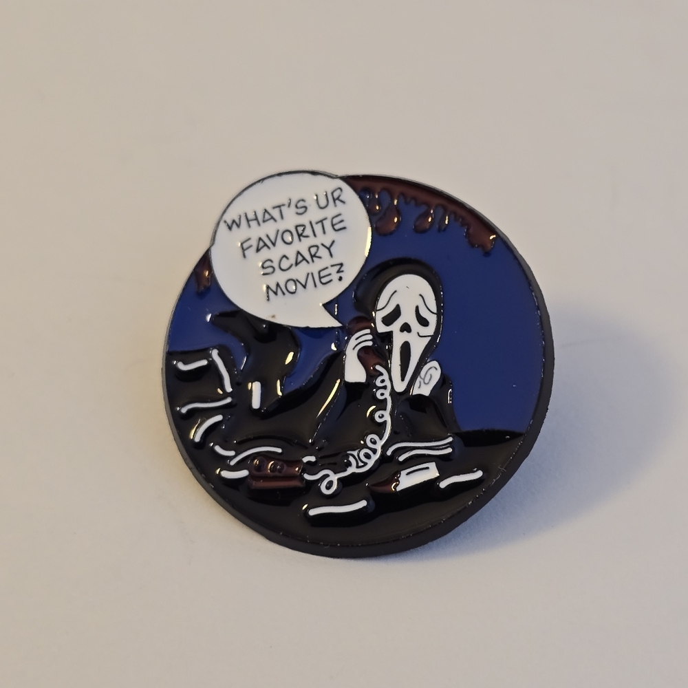 Scream Horror Movie Enamel Pin - Blue and Black